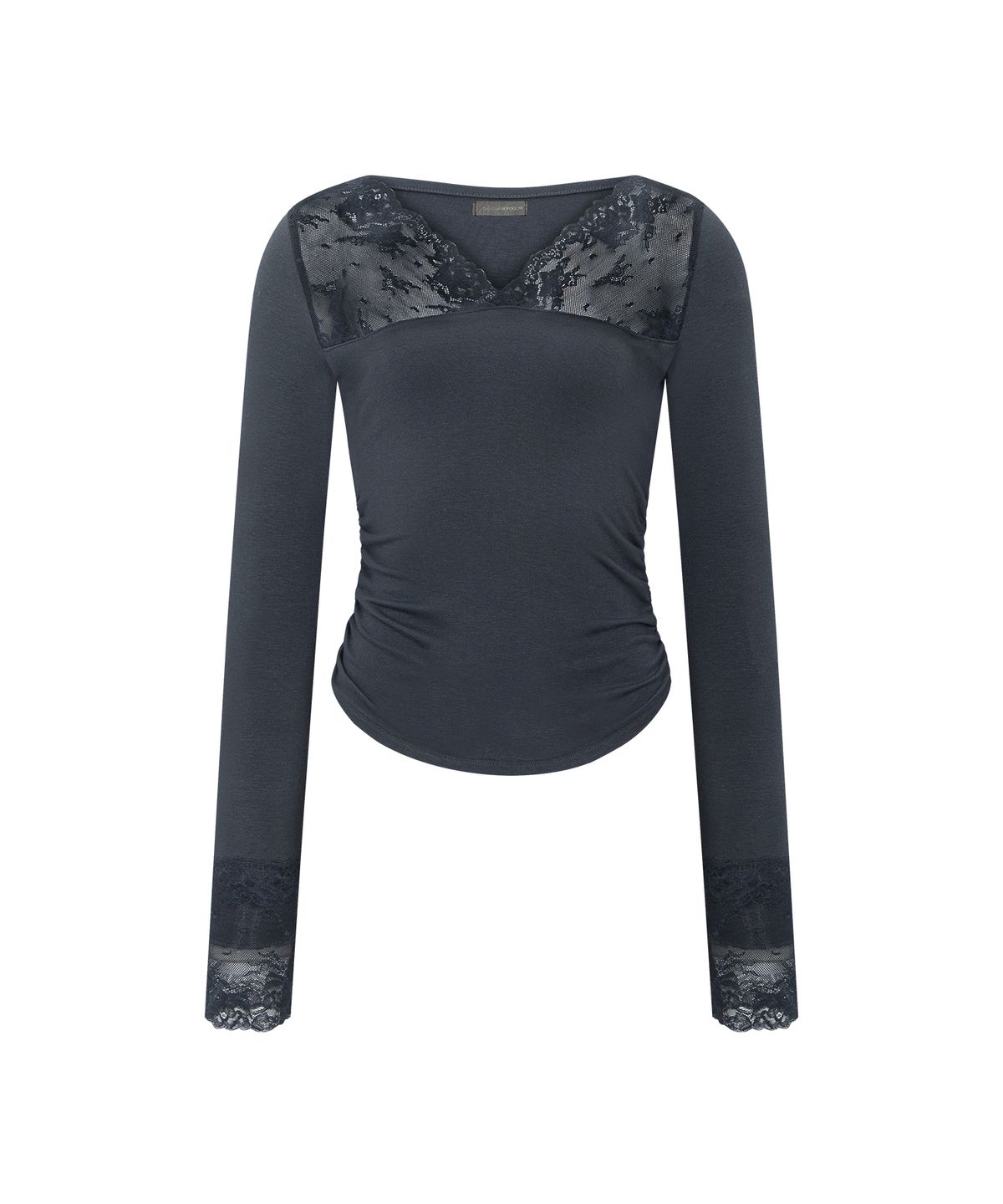 플리즈노팔로우(PLEASENOFOLLOW) Hyla Lace Long Sleeve Top (Charcoal Grey)