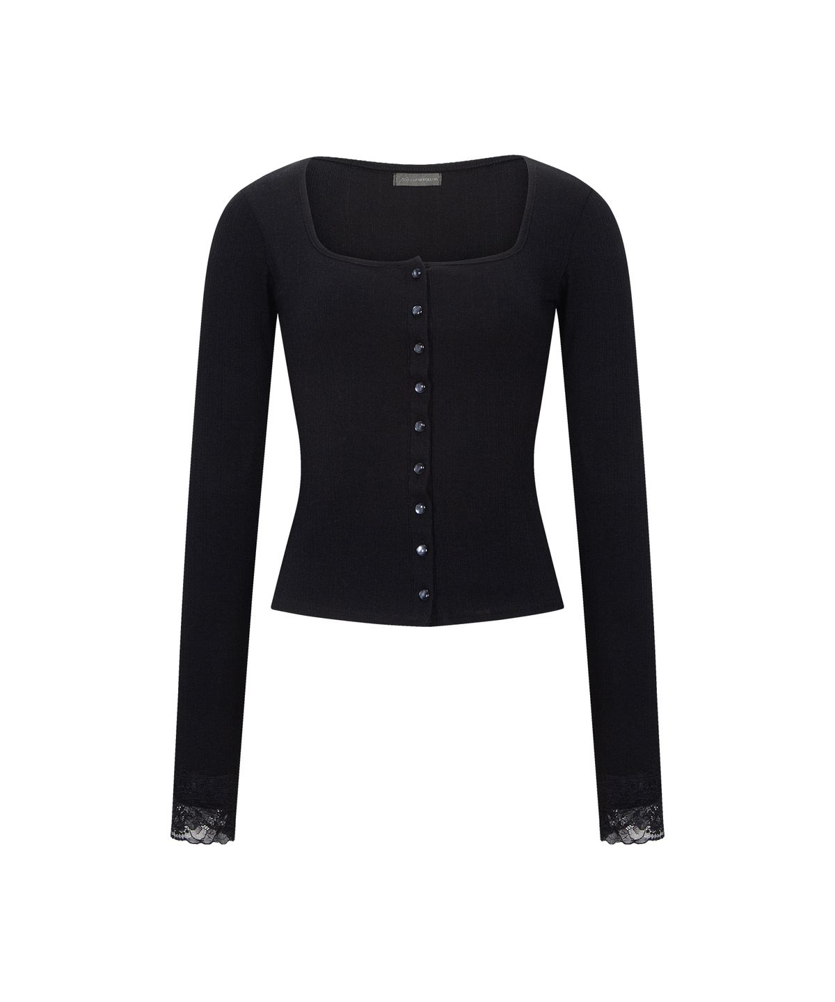 플리즈노팔로우(PLEASENOFOLLOW) Rizz Lace Button Cardigan (Black)