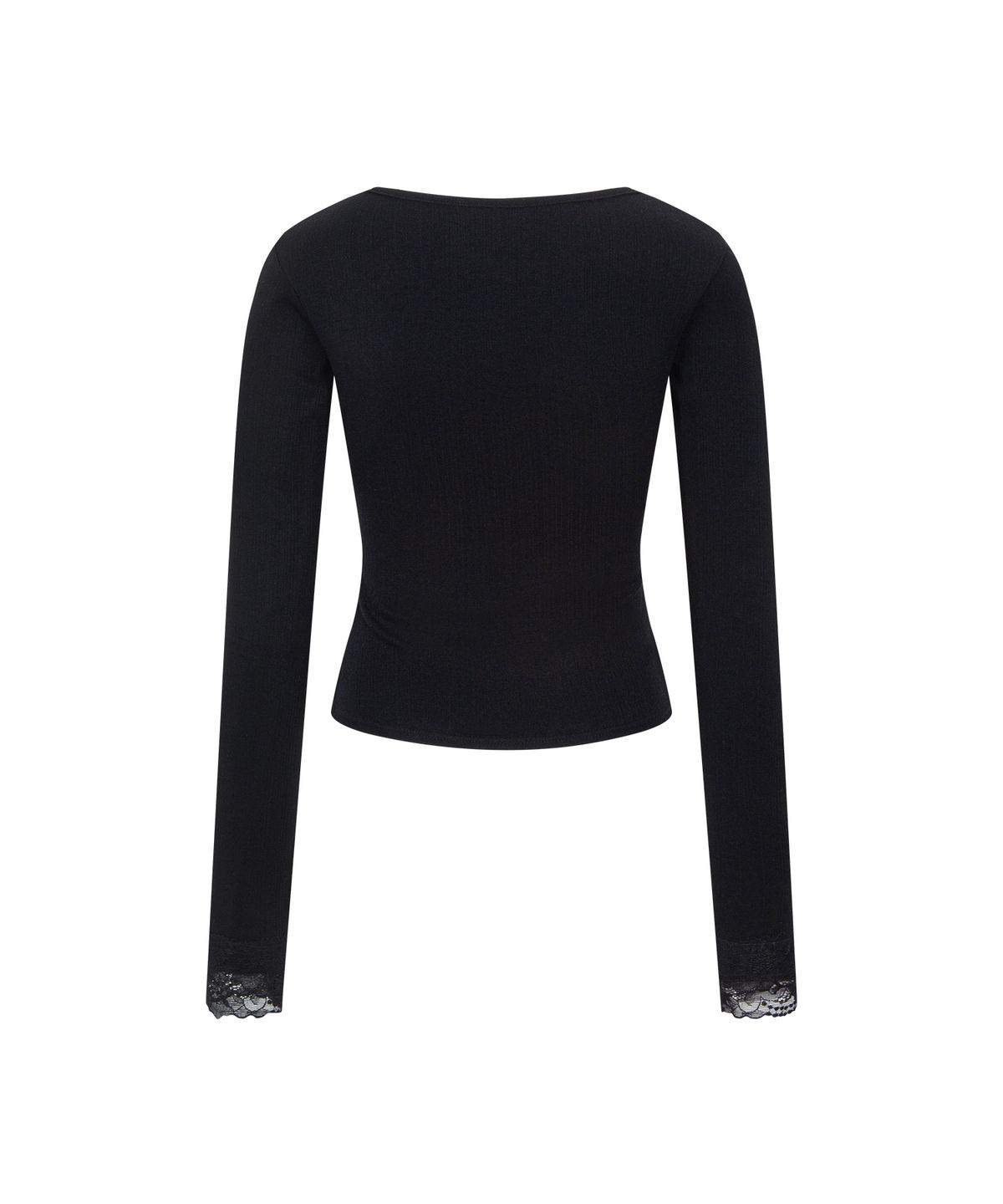 플리즈노팔로우(PLEASENOFOLLOW) Rizz Lace Button Cardigan (Black)