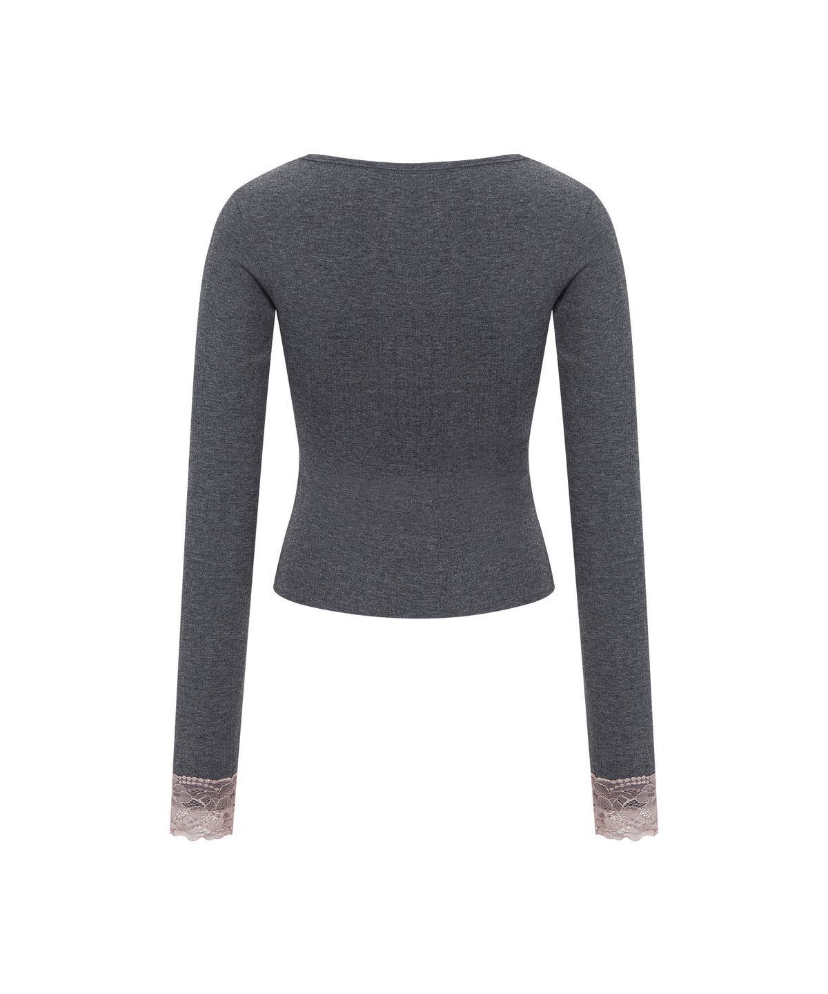 플리즈노팔로우(PLEASENOFOLLOW) Rizz Lace Button Cardigan (Melange Charcoal)