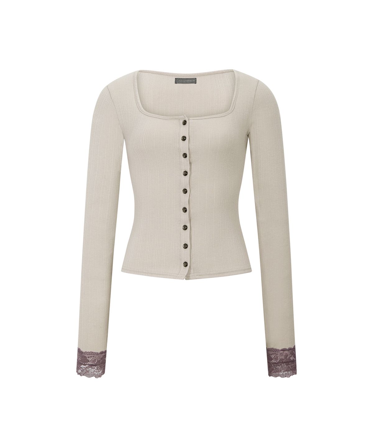 플리즈노팔로우(PLEASENOFOLLOW) Rizz Lace Button Cardigan (Beige)