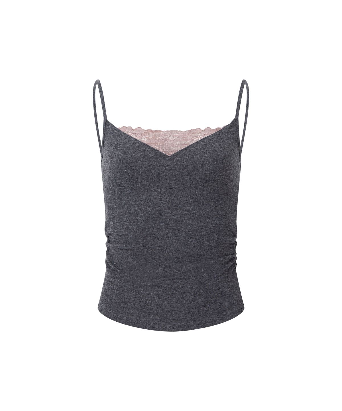 플리즈노팔로우(PLEASENOFOLLOW) Rizz Lace Sleeveless Top (Melange Charcoal)