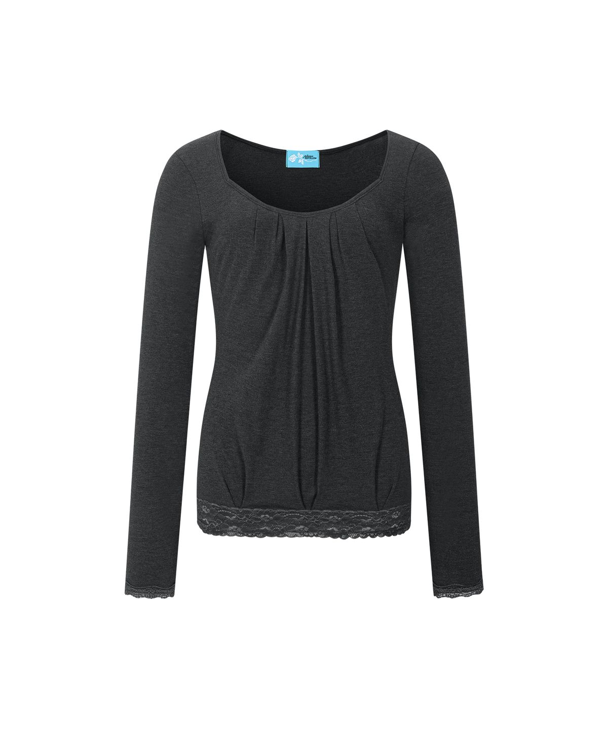 플리즈노팔로우(PLEASENOFOLLOW) Rosalie Shirring Long Sleeve Top (Melange Charcoal)