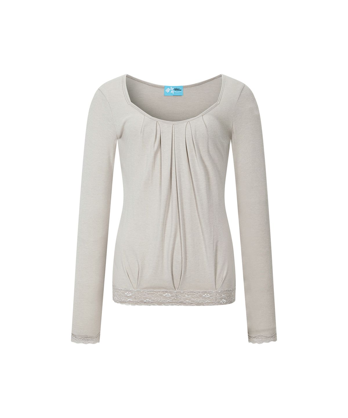 플리즈노팔로우(PLEASENOFOLLOW) Rosalie Shirring Long Sleeve Top (Ash Grey)