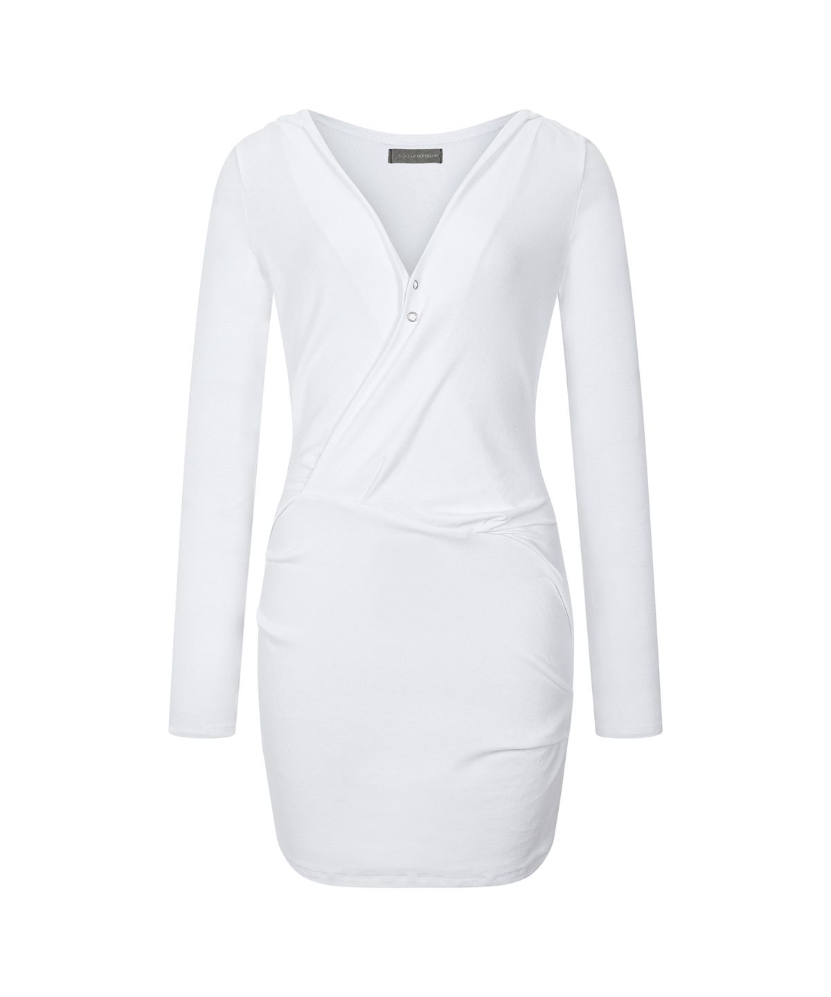 플리즈노팔로우(PLEASENOFOLLOW) Thea Drape Long Sleeve Hoodie Top (White)