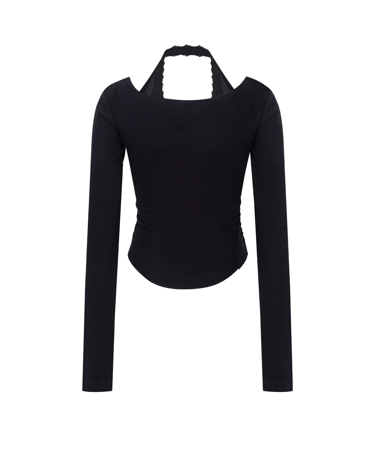 플리즈노팔로우(PLEASENOFOLLOW) Amelia Lace Halter Long Sleeve Top (Black)