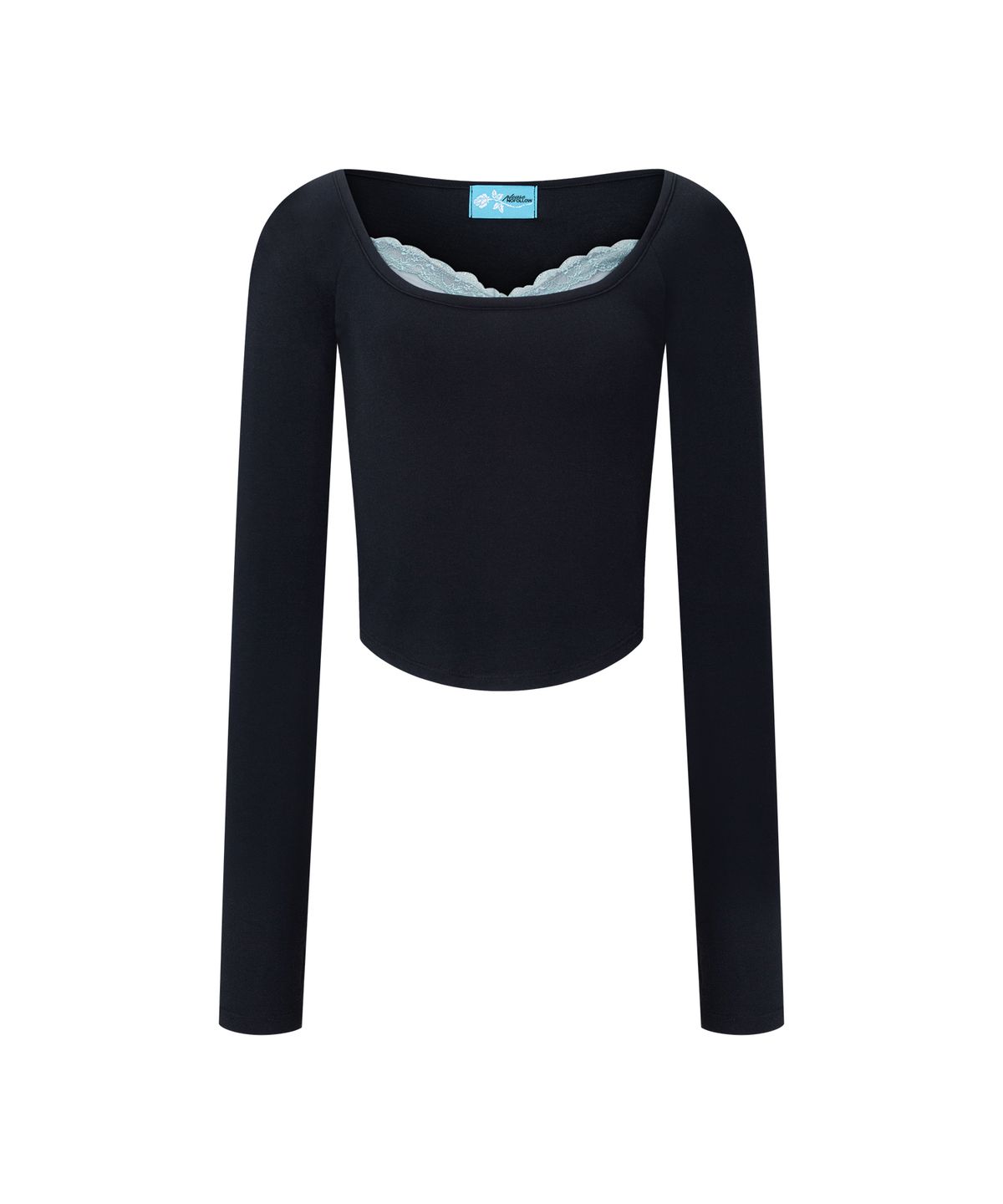 플리즈노팔로우(PLEASENOFOLLOW) Mandy Lace Layered Long Sleeve Top (Black)