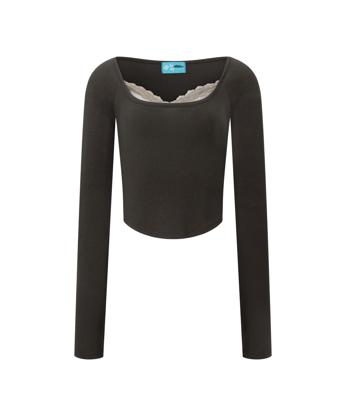 플리즈노팔로우(PLEASENOFOLLOW) Mandy Lace Layered Long Sleeve Top (Brown)