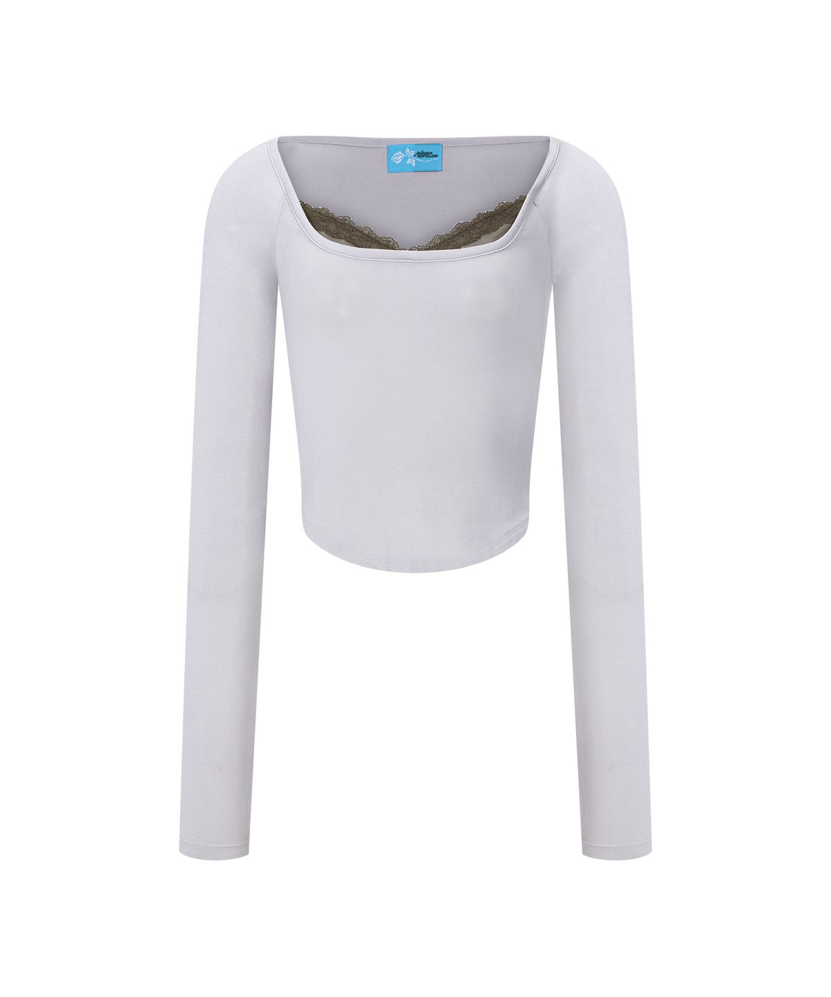 플리즈노팔로우(PLEASENOFOLLOW) Mandy Lace Layered Long Sleeve Top (Light Grey)