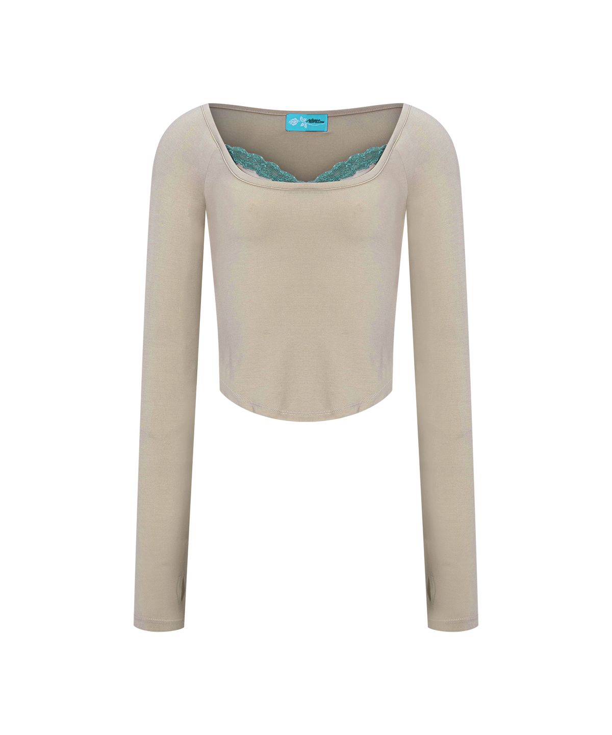 플리즈노팔로우(PLEASENOFOLLOW) Mandy Lace Layered Long Sleeve Top (Skin)