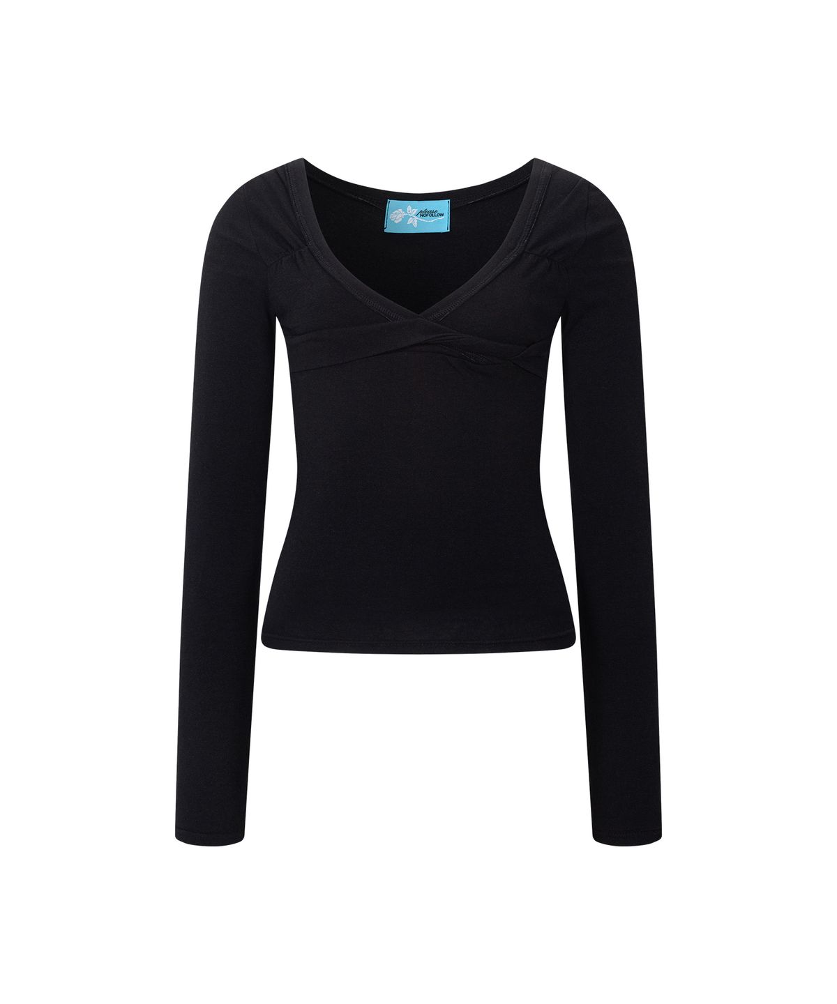 플리즈노팔로우(PLEASENOFOLLOW) Marin Strap Shirring Long Sleeve Top (Black)