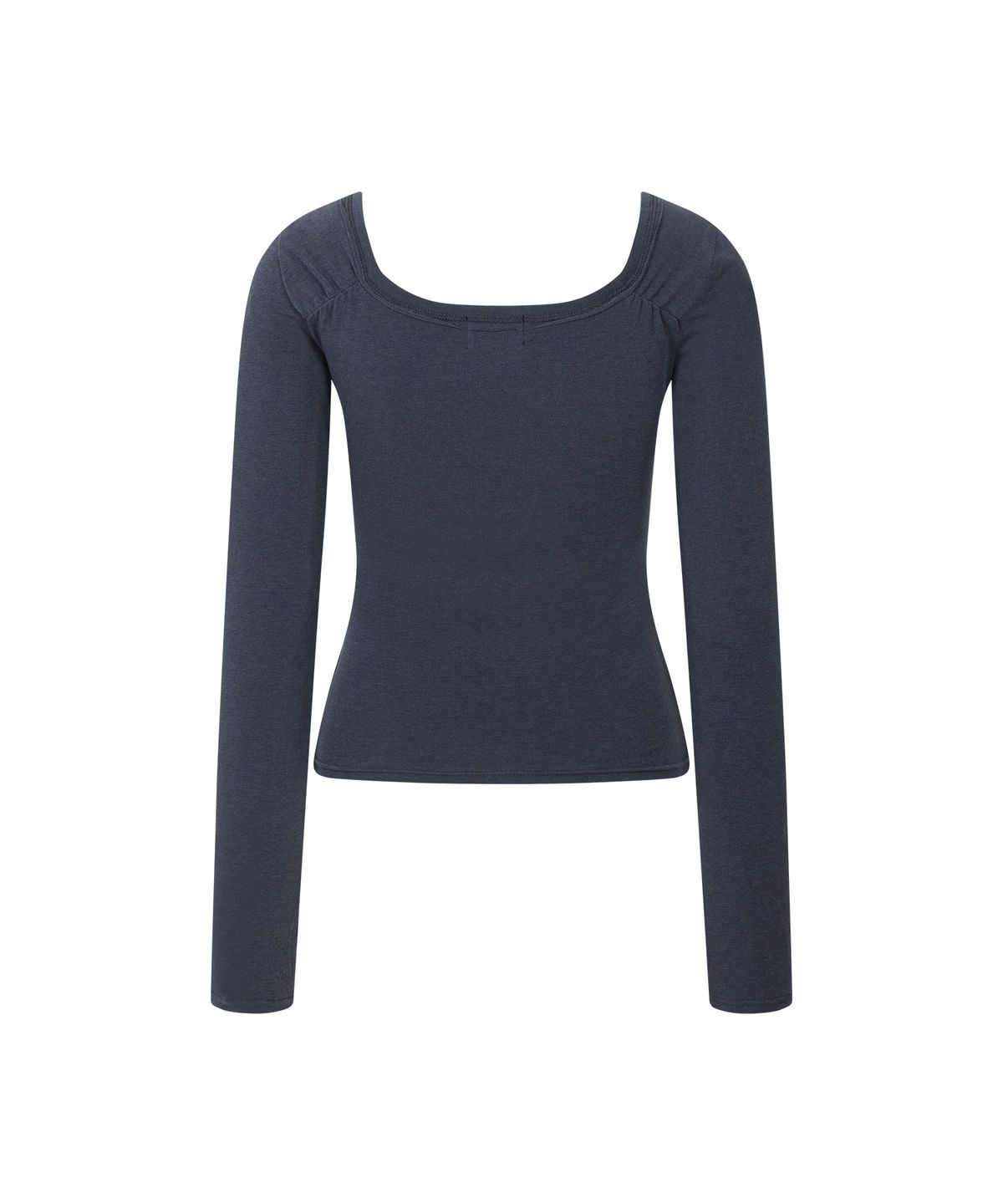 플리즈노팔로우(PLEASENOFOLLOW) Marin Strap Shirring Long Sleeve Top (Navy Charcoal)