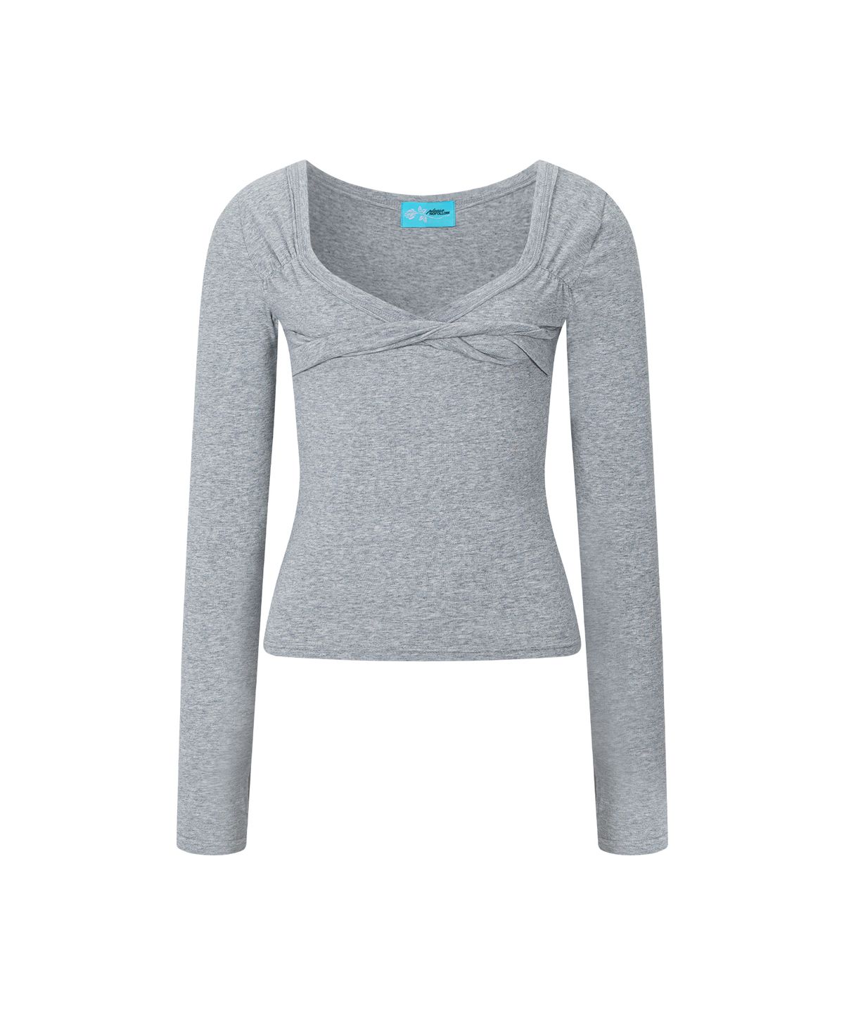 플리즈노팔로우(PLEASENOFOLLOW) Marin Strap Shirring Long Sleeve Top (Melange Grey)