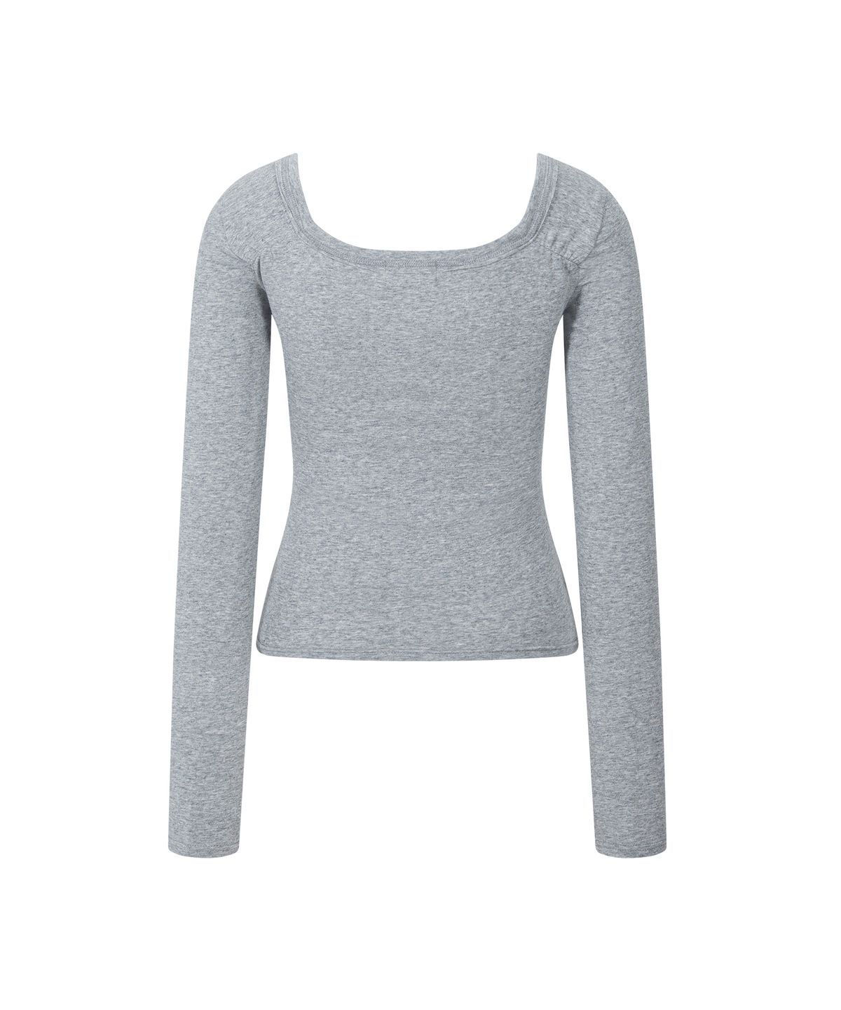 플리즈노팔로우(PLEASENOFOLLOW) Marin Strap Shirring Long Sleeve Top (Melange Grey)