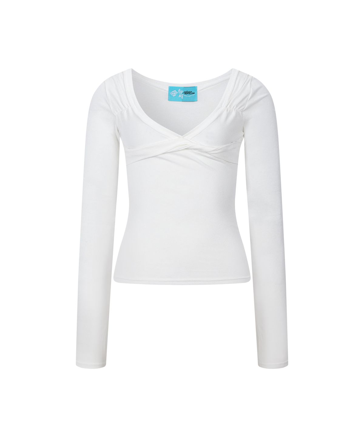 플리즈노팔로우(PLEASENOFOLLOW) Marin Strap Shirring Long Sleeve Top (Ivory)
