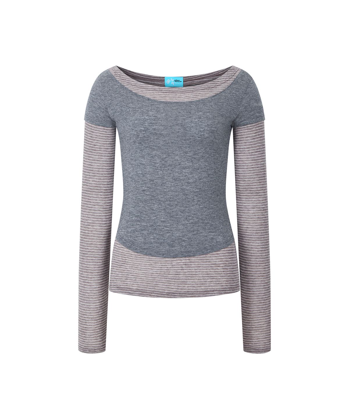 플리즈노팔로우(PLEASENOFOLLOW) Mellow Stripe Layered Long Sleeve Top (Mocha)