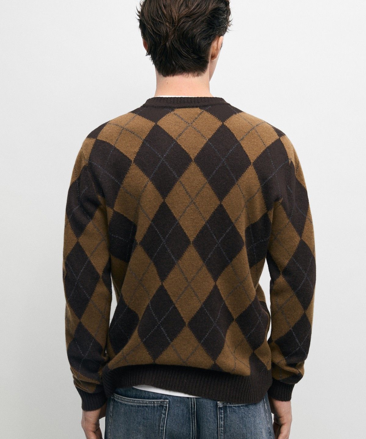 마시모두띠(MASSIMO DUTTI) 100% 울 아가일 니트