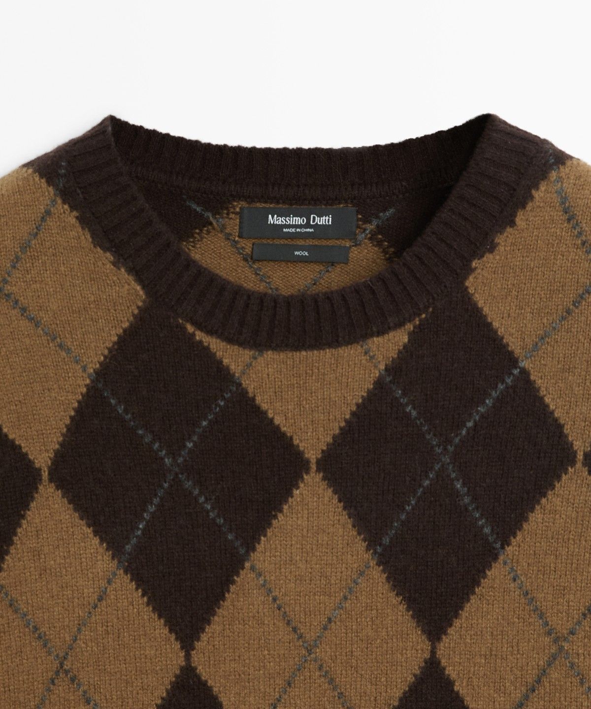 마시모두띠(MASSIMO DUTTI) 100% 울 아가일 니트