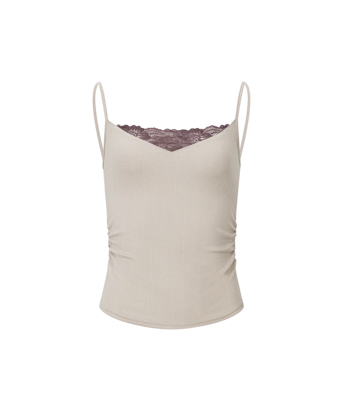 플리즈노팔로우(PLEASENOFOLLOW) Rizz Lace Sleeveless Top (Beige)