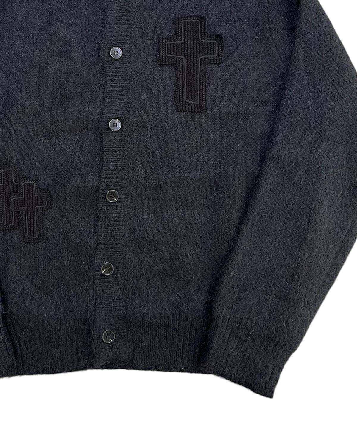 스케이터락(SK8ER ROCK) Cross Patch Fuzzy Knit Cardigan (black)