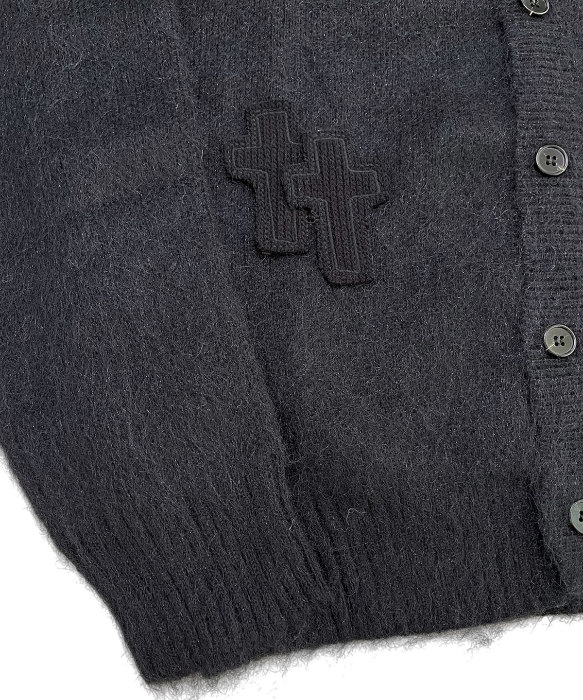 스케이터락(SK8ER ROCK) Cross Patch Fuzzy Knit Cardigan (black)