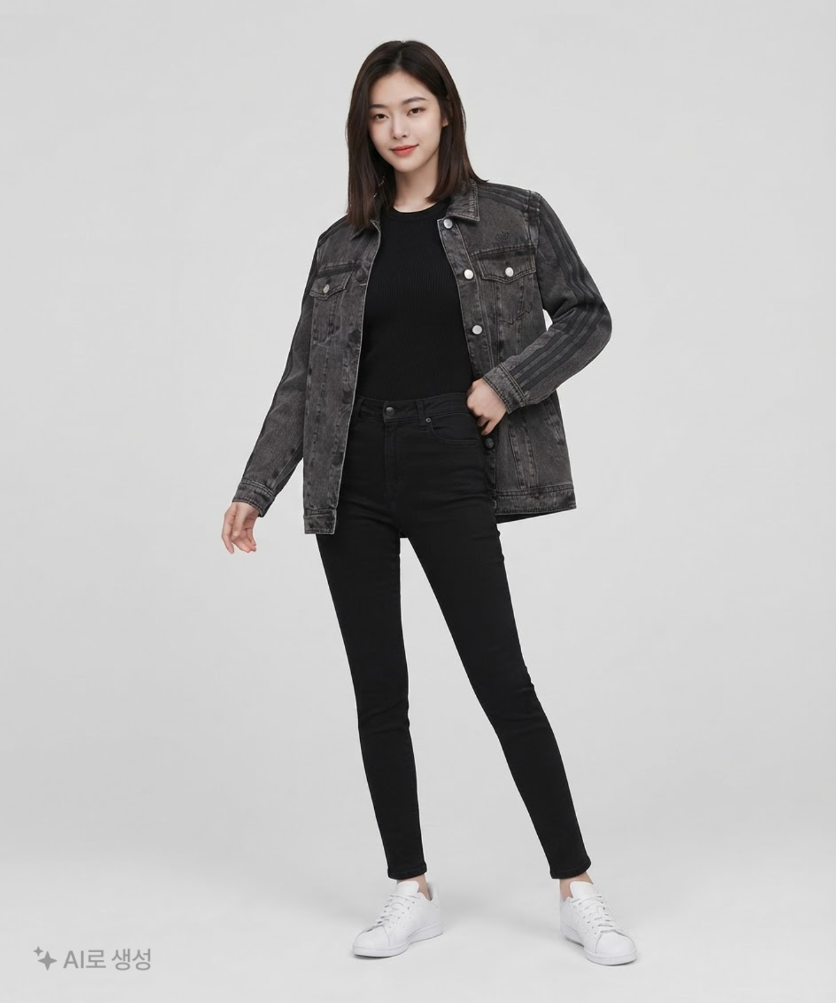 아디다스(ADIDAS) ADILENIUM 3 투인원 데님 셔츠 재킷 - 블랙 / JY8882 XS