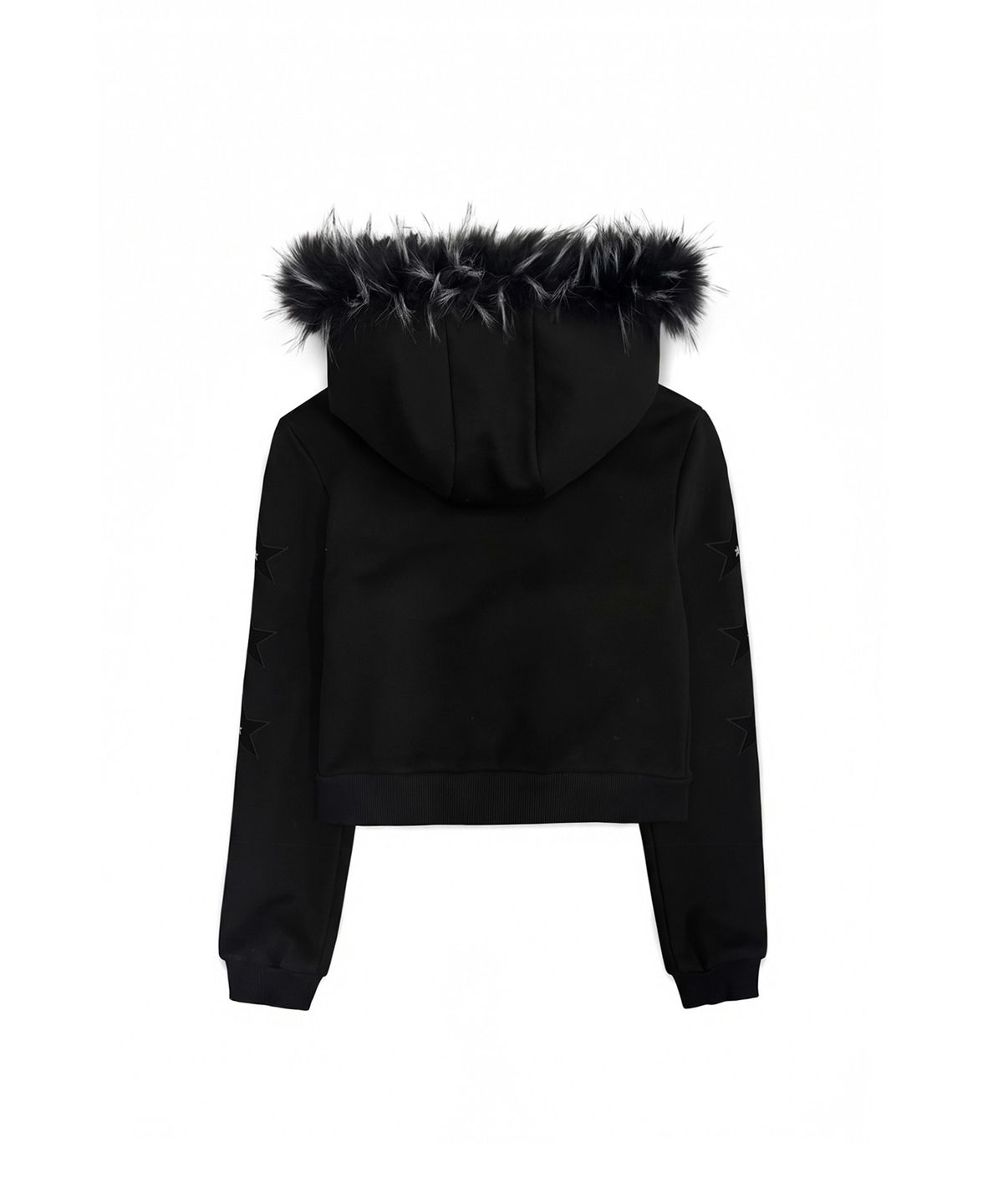 와이이이엘(YEEL) APPLIQUE FUR HOOD SLIM ZIP-UP BLACK