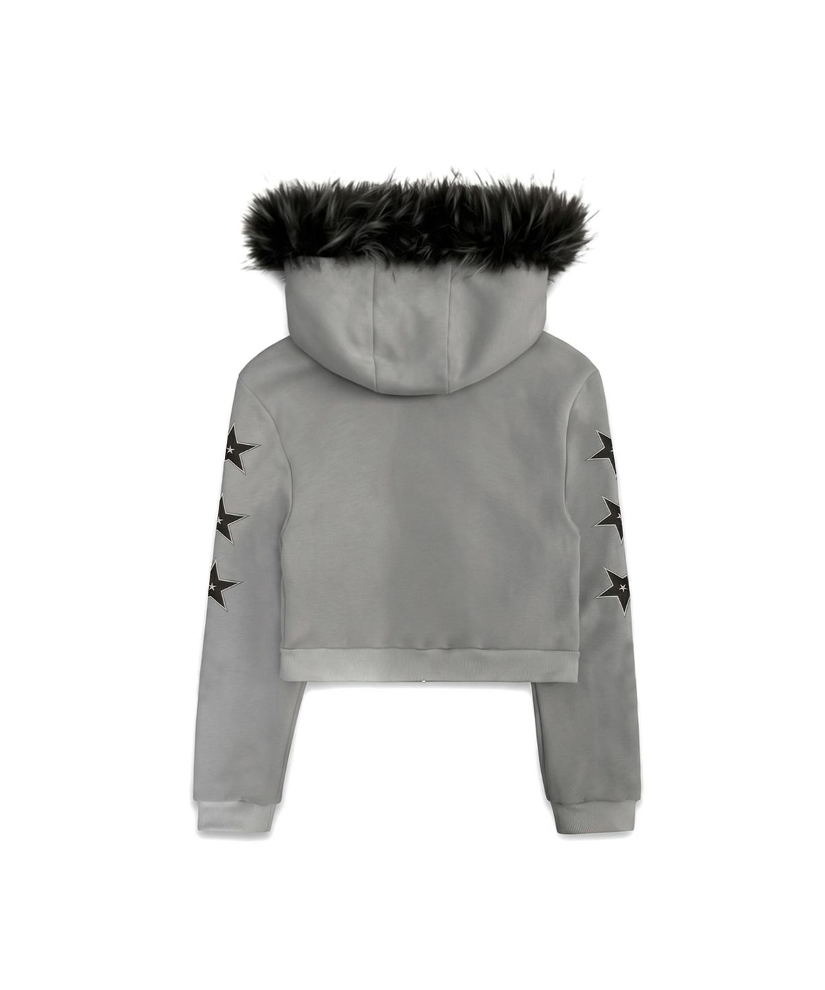 와이이이엘(YEEL) APPLIQUE FUR HOOD SLIM ZIP-UP GREY