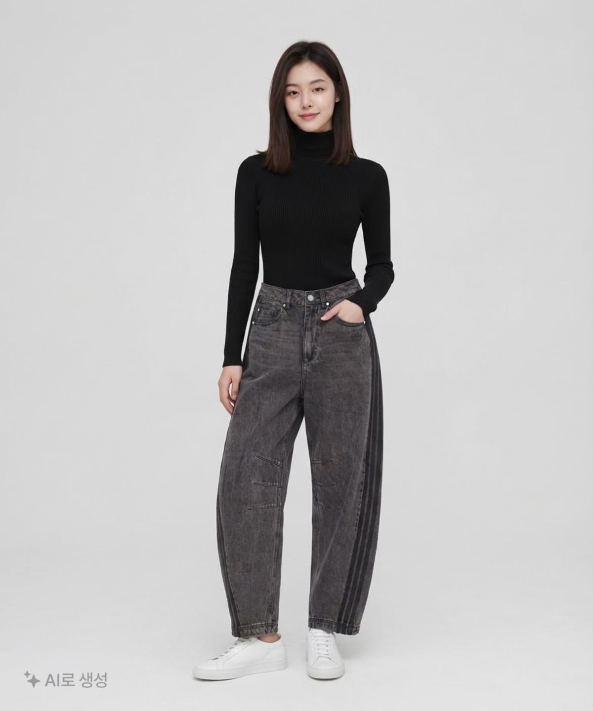 아디다스(ADIDAS) ADILENIUM 3 바나나 워시드 데님 팬츠 - 블랙 / JX9213 25