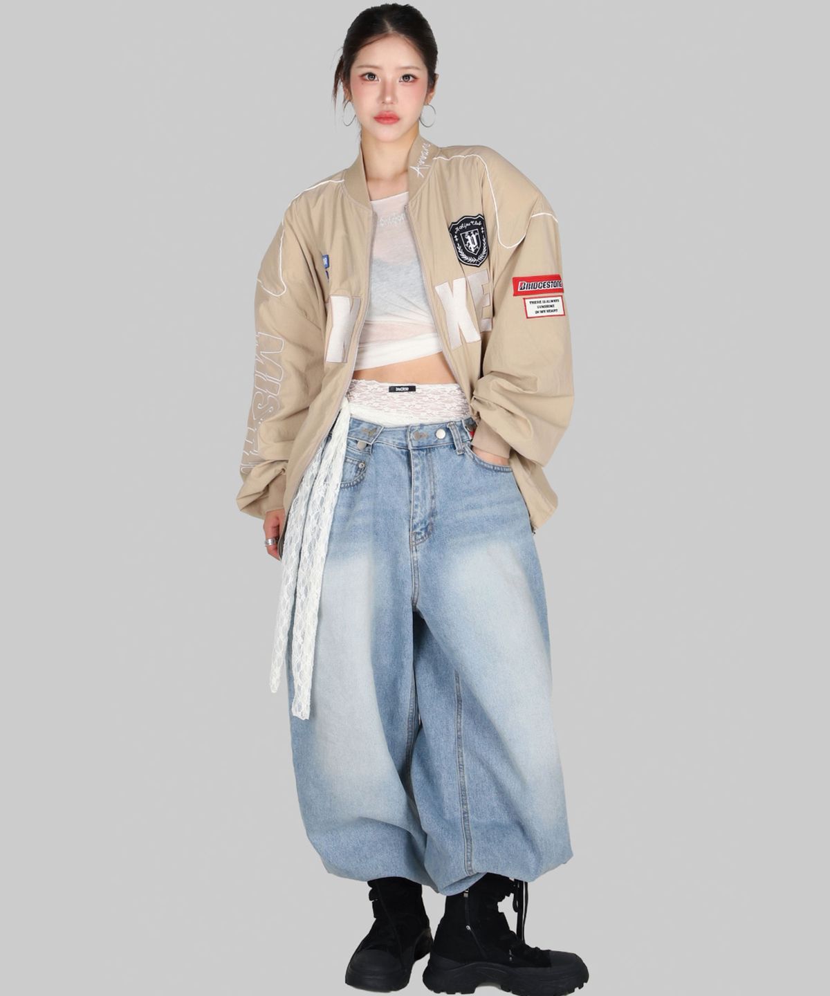 달솜(DALSOM) Racing bomber [ beige ]