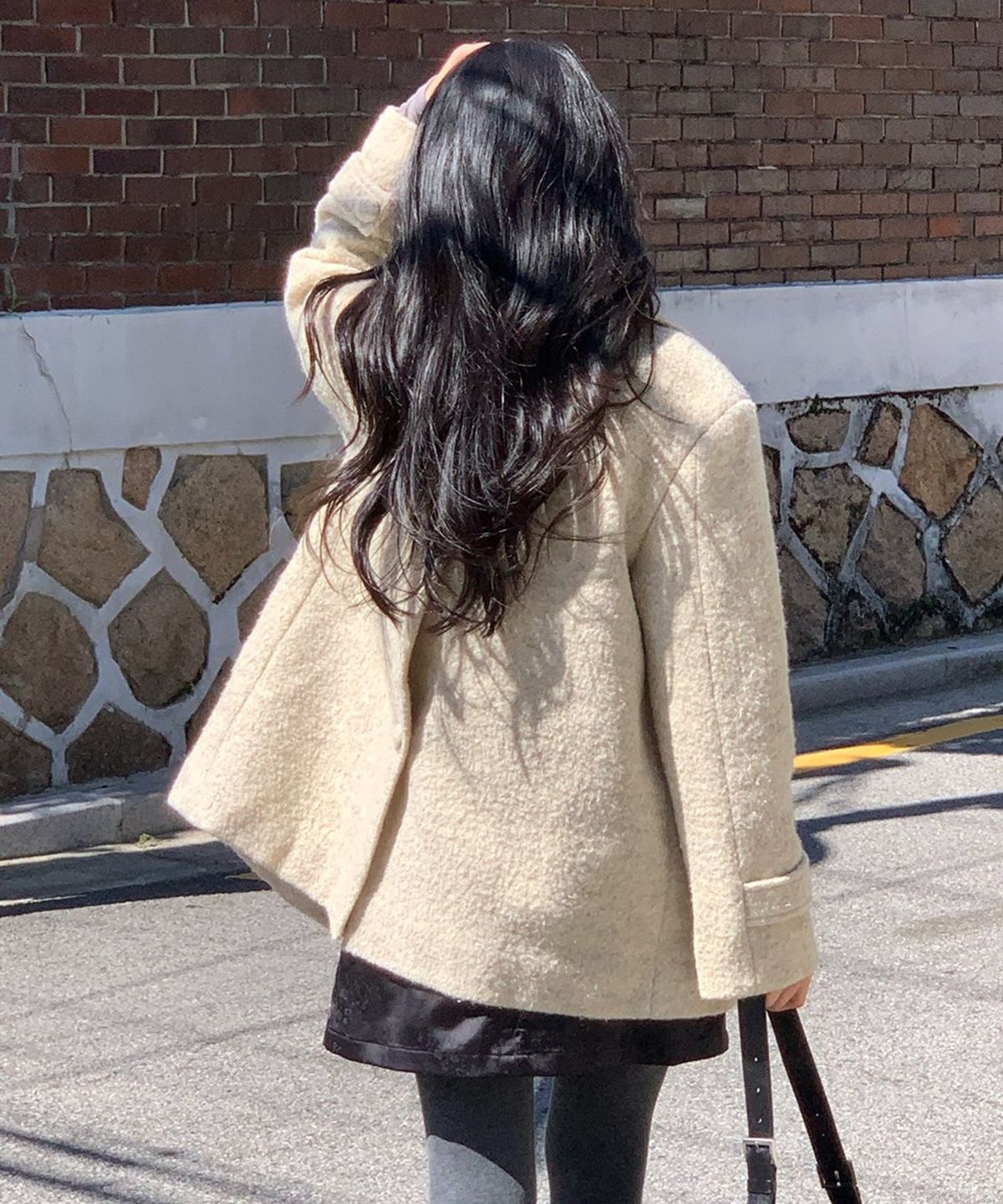 비먼(VIMUN) 울 더블 하프 코트_오트밀