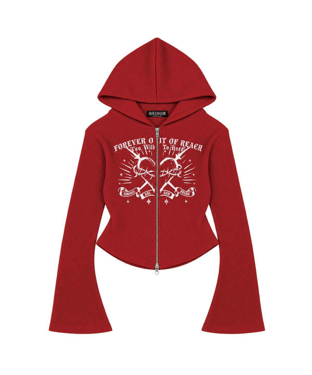 달솜(DALSOM) Ribbed Heart Zip-Up [ red ]