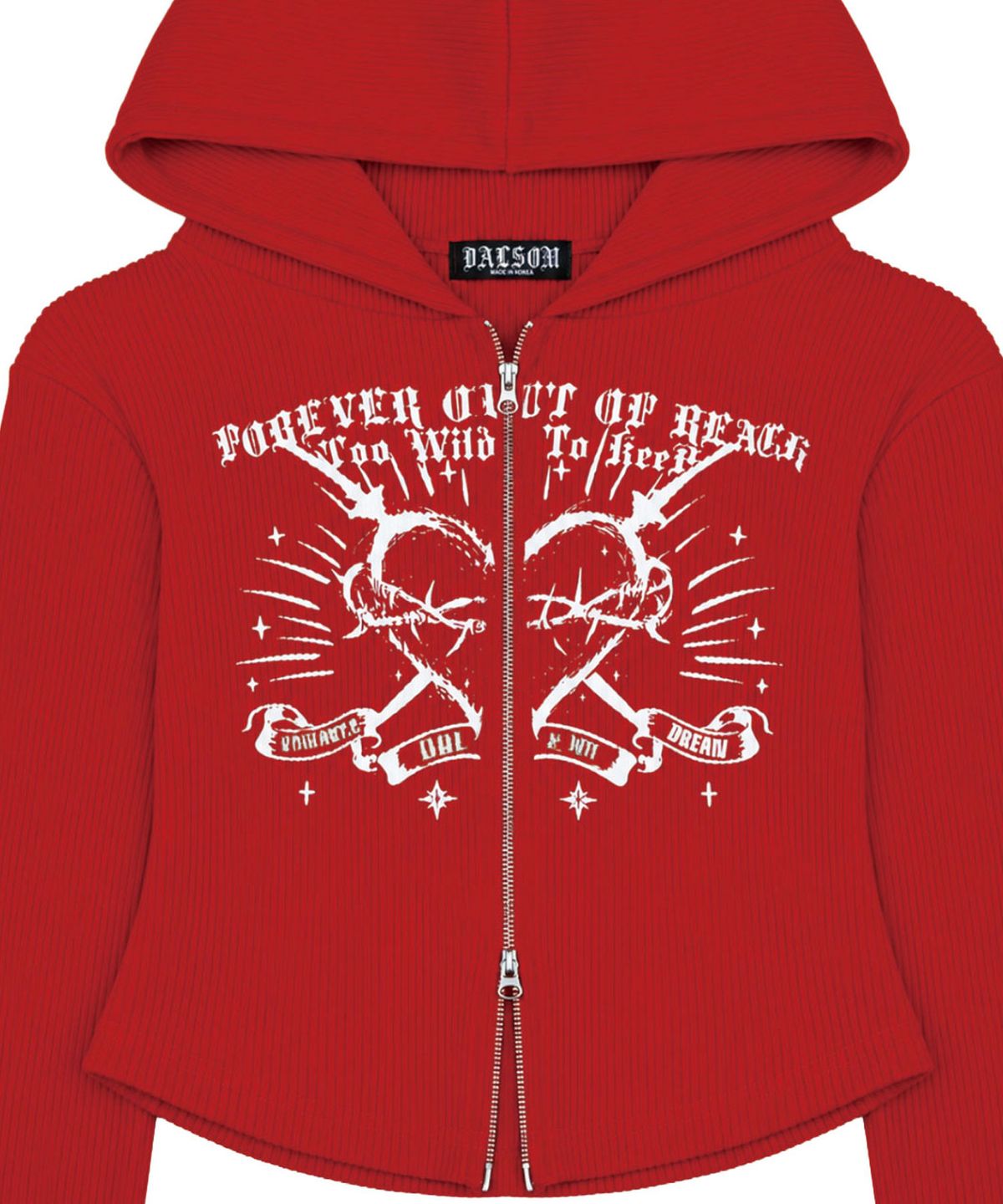 달솜(DALSOM) Ribbed Heart Zip-Up [ red ]