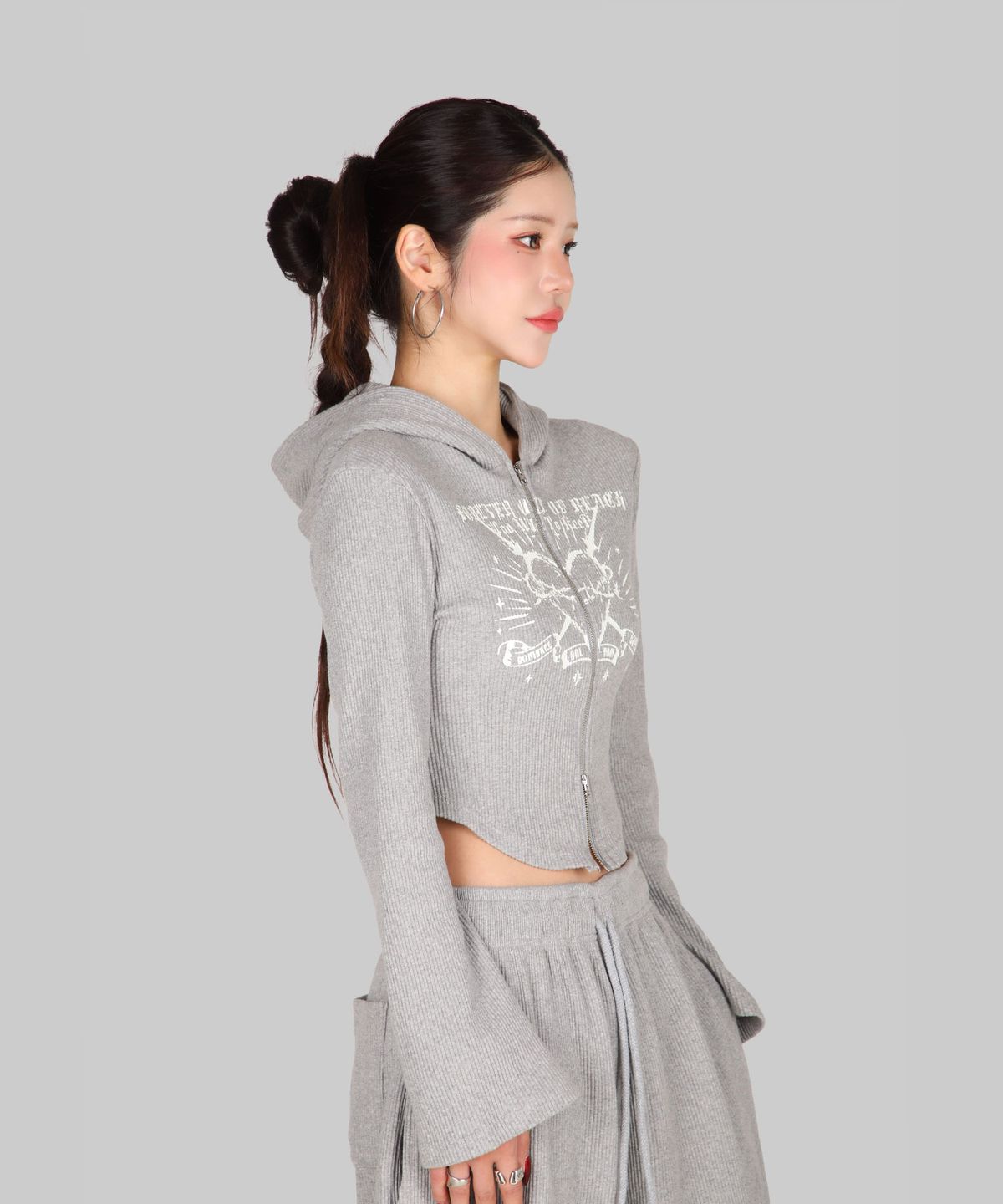 달솜(DALSOM) Ribbed Heart Zip-Up [ gr ]