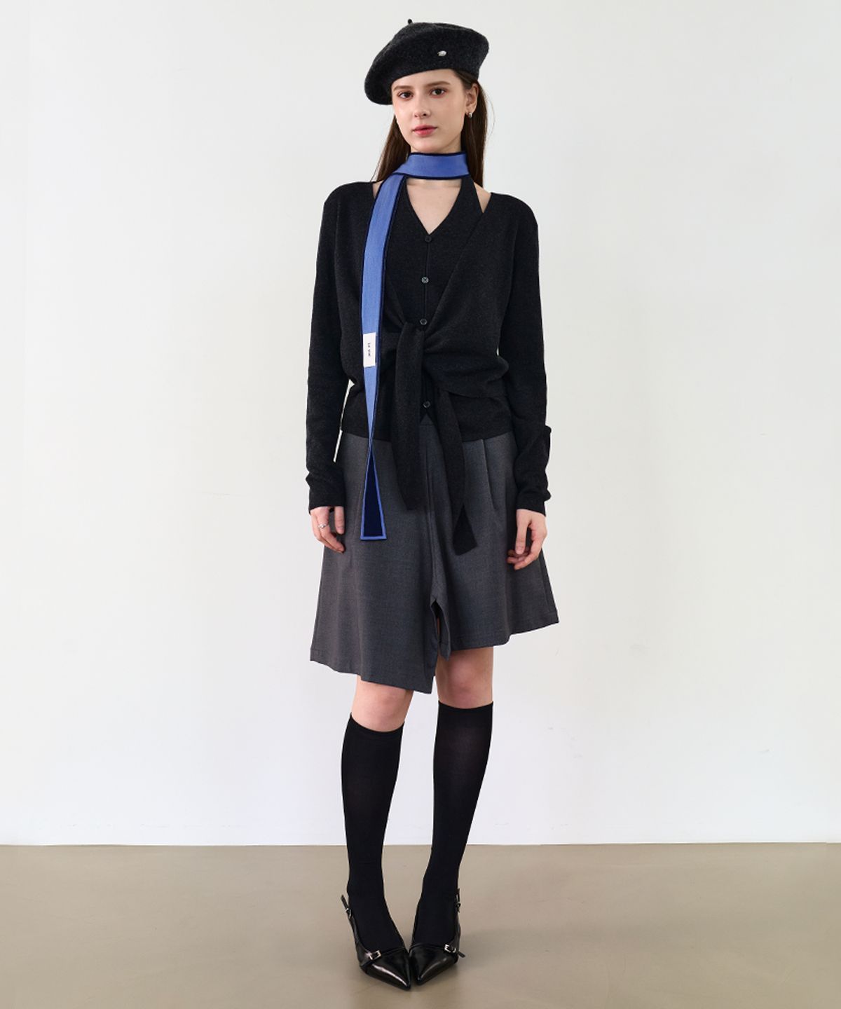 르이엘(LE YIEL) Color Block Knit Muffler_Navy 컬러 블록 니트 머플러_네이비