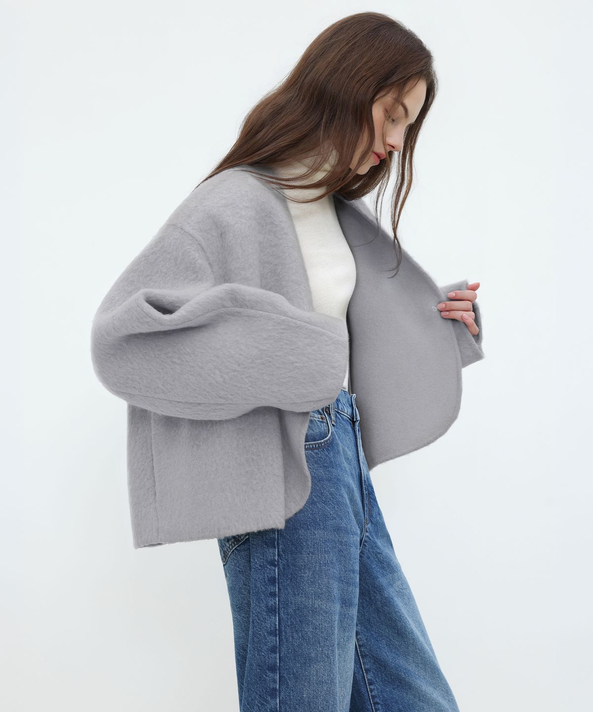 에펠르(EPELLE) 레오 알파카 노카라 브이넥 코트