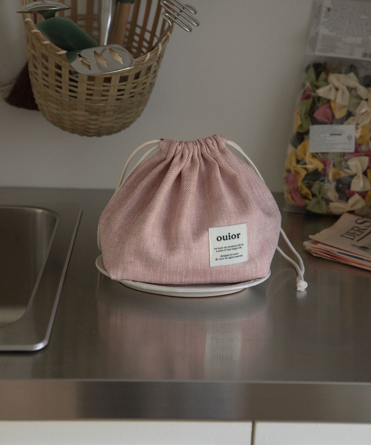 위올(OUIOR) [기프트박스]ouior chubby string pouch_herringbone pink