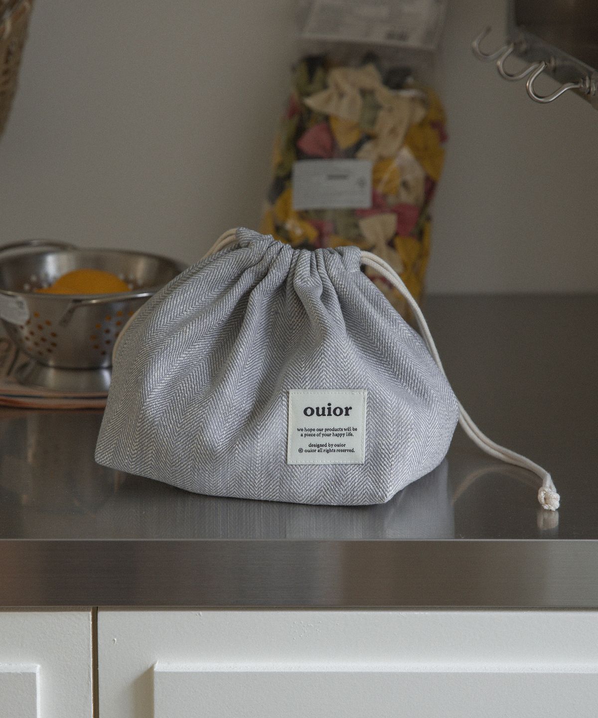 위올(OUIOR) [기프트박스]ouior chubby string pouch_herringbone skygray