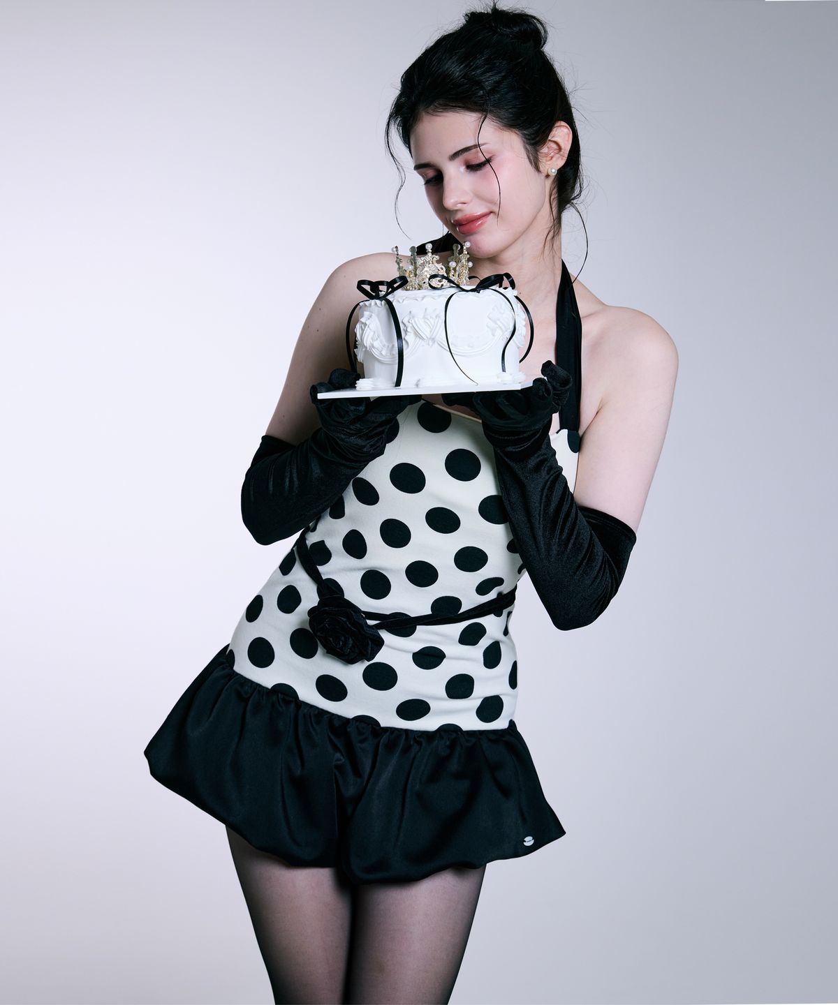 로잔느(ROSEANNE) Rose Velvet Belt (Black)