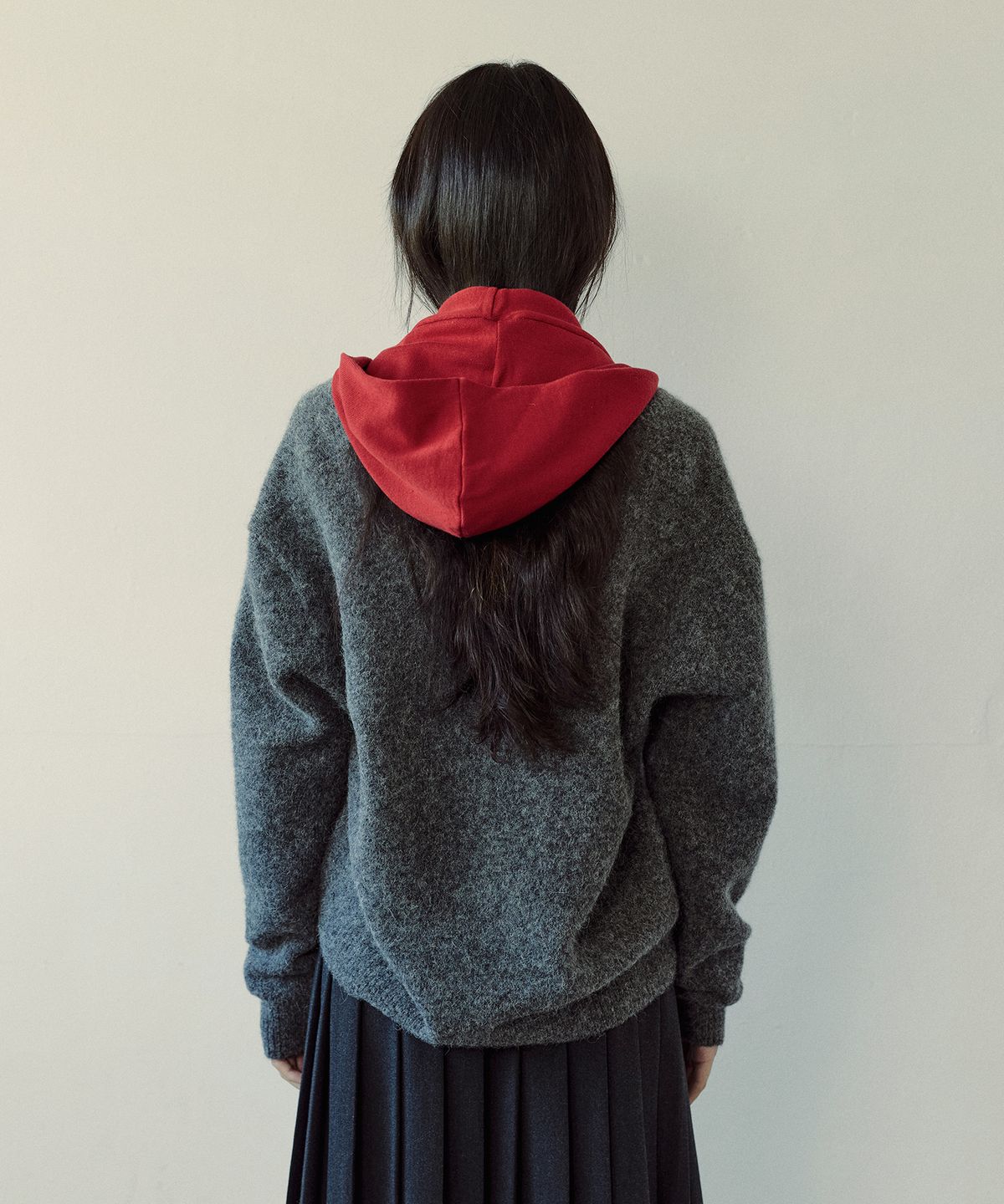 백로(BAEKRO) Lazy Layering Hoodie Scarf (RED)