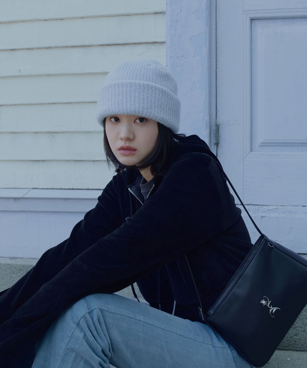 이프소마그넷(IFSO MAGNET) Embroidered Long Beanie - LIGHT BLUE