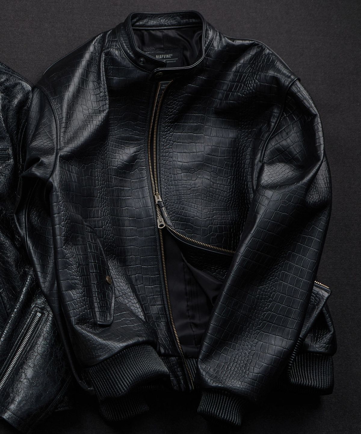 디아프바인(DIAFVINE) DV.LOT 721 Crocodile-Effect Leather Blouson/ Calfskin
