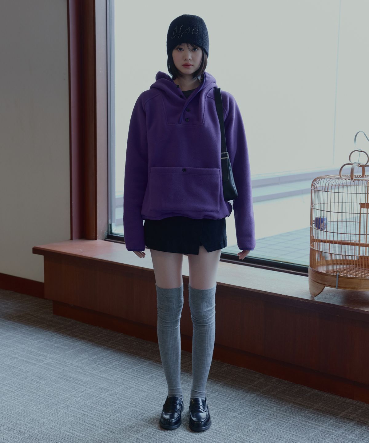이프소마그넷(IFSO MAGNET) Hooded Button Fleece Anorak - PURPLE