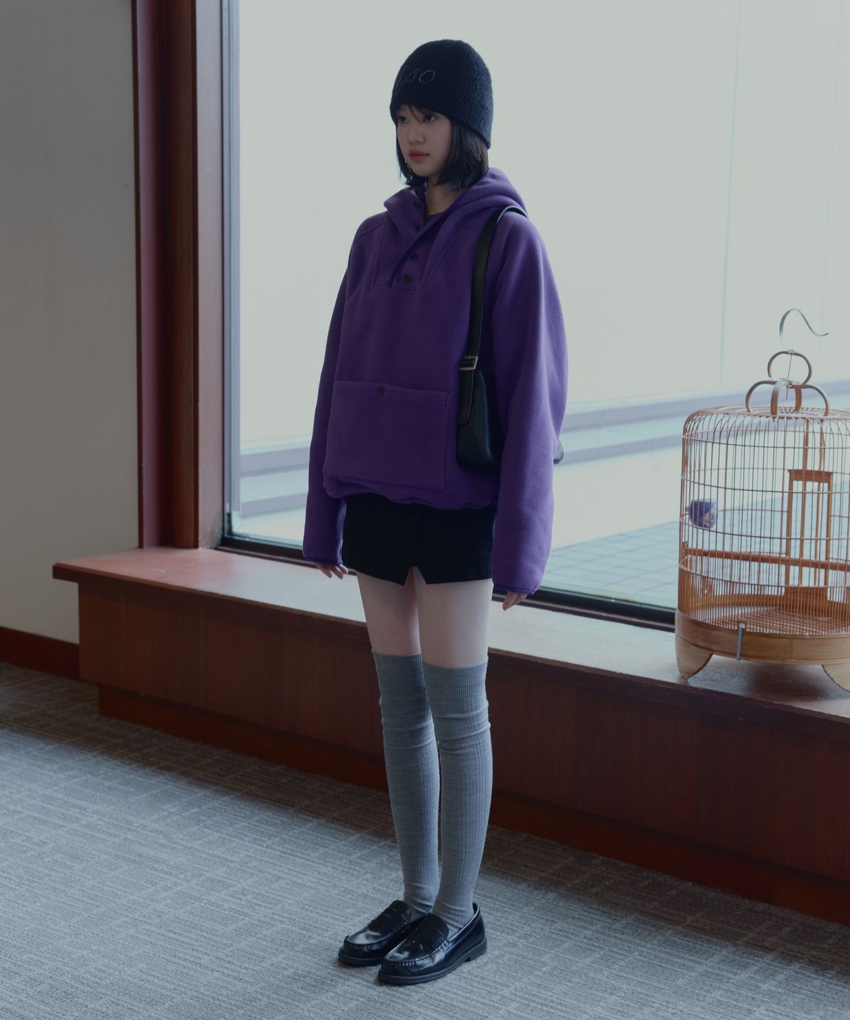 이프소마그넷(IFSO MAGNET) Hooded Button Fleece Anorak - PURPLE