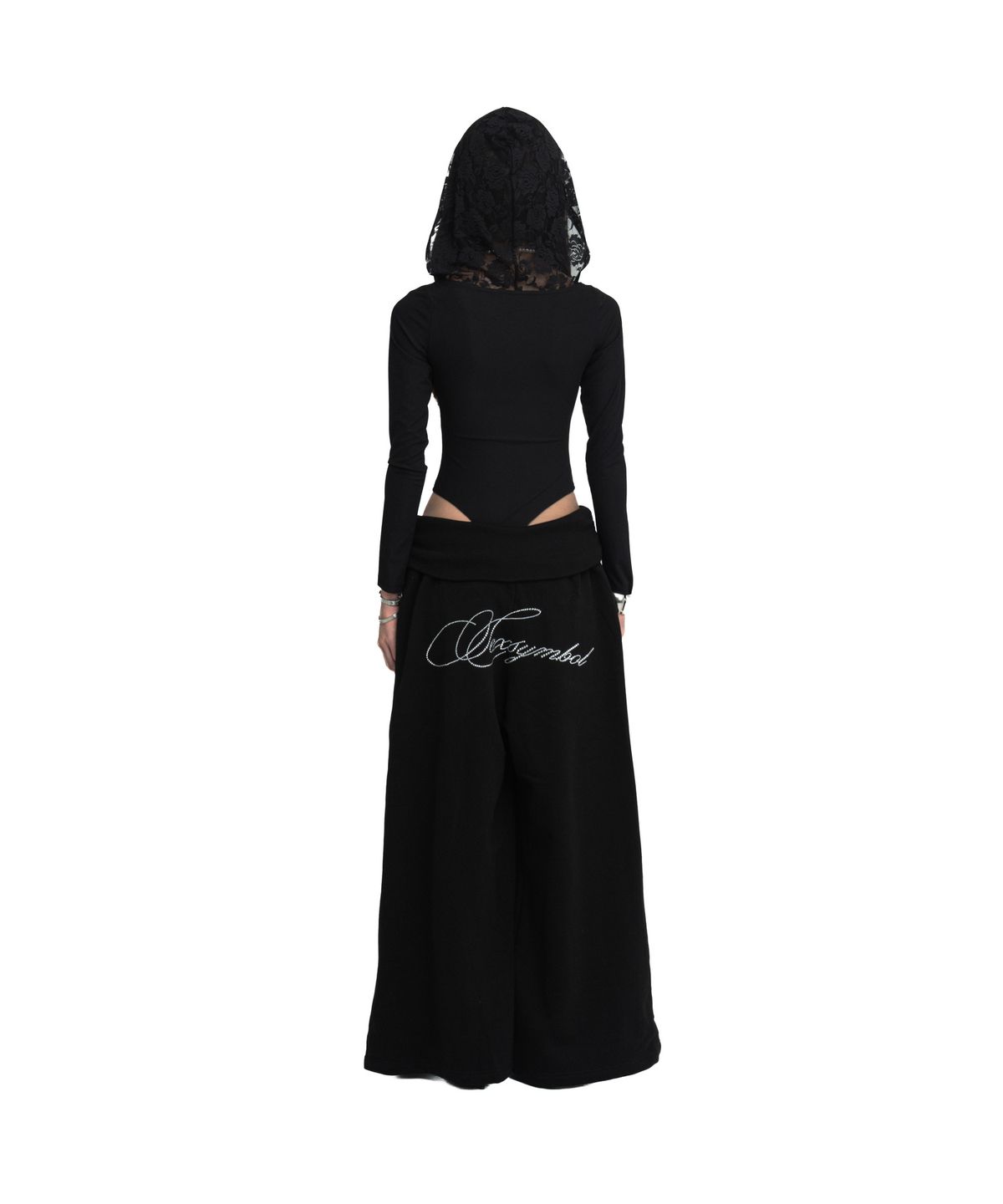 카이야(KAIYA) Lace Hood Bodysuit - black
