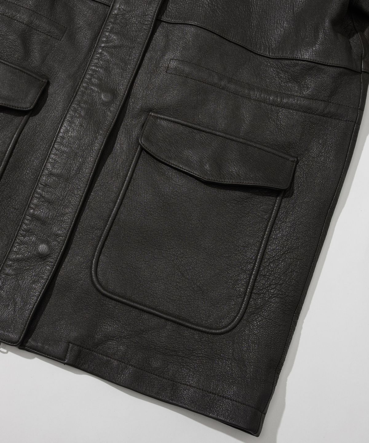 앤드로스(ANDROS) Goat Leather Coat (Charcoal Brown)