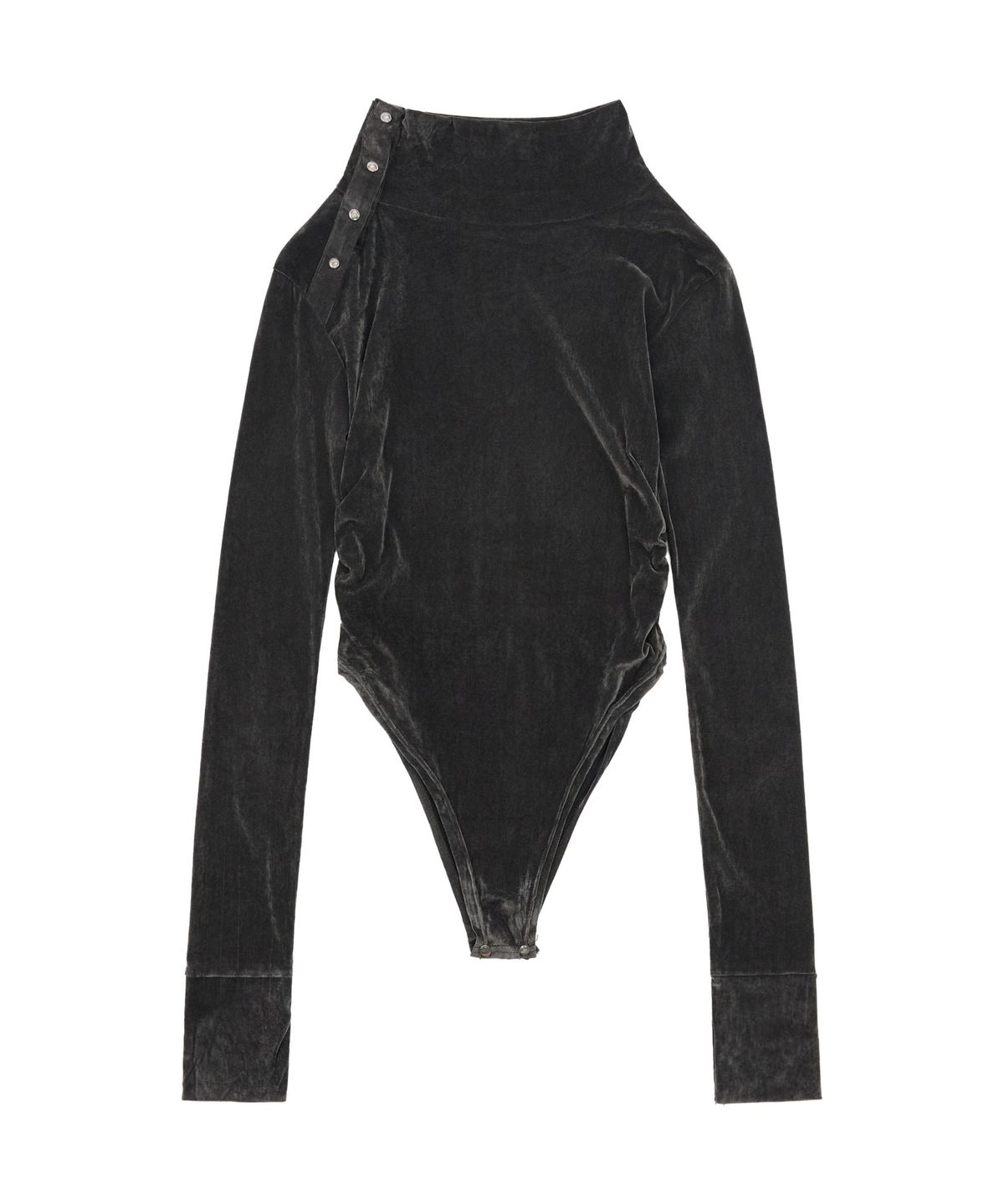 노 엑스트라 터치(NO EXTRA TOUCH) Velvet Button Bodysuit (Charcoal) / 26WTJS001CH