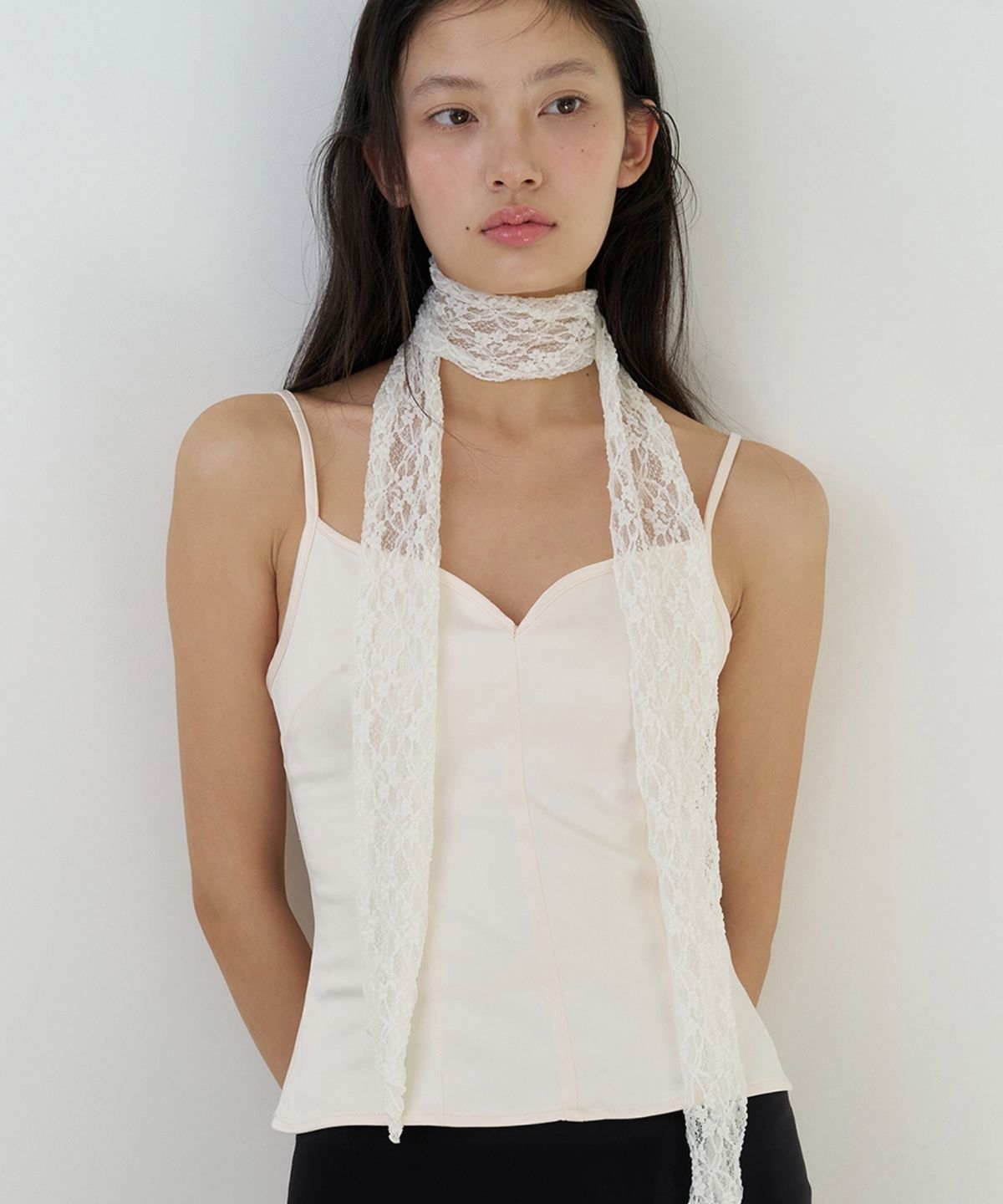 판타스틱 플래닛(FANTASTIC PLANET) floral lace slim scarf (2colors)