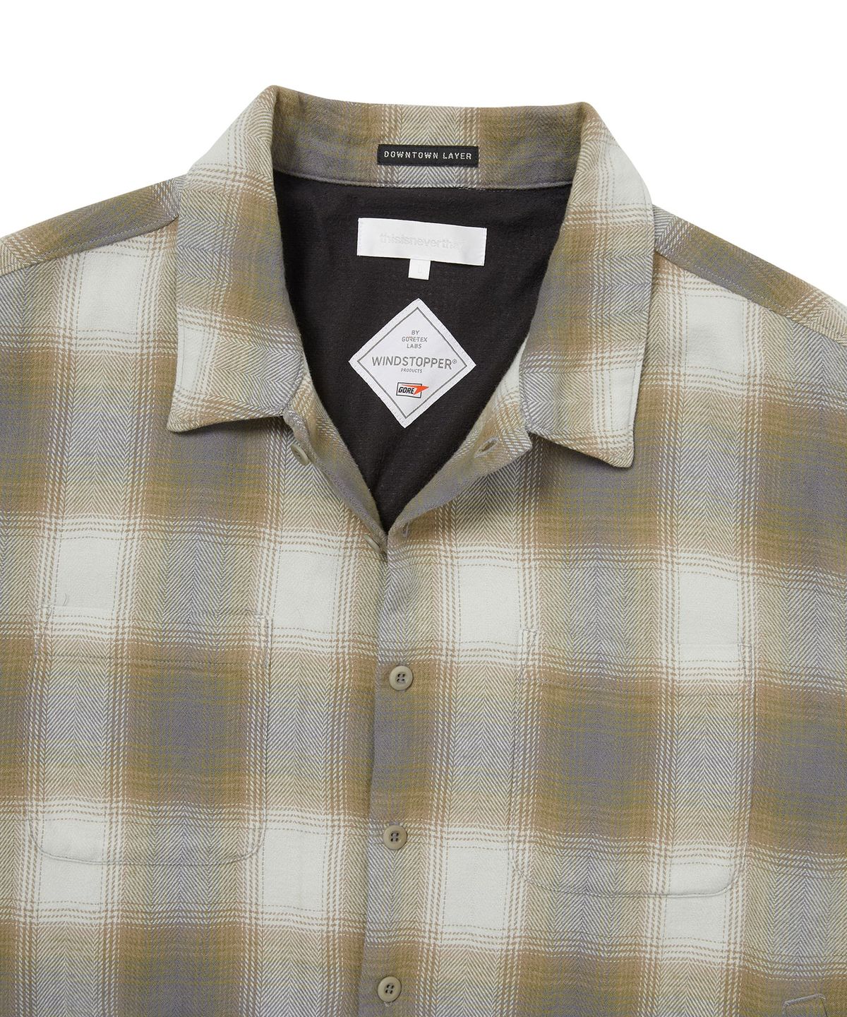 디스이즈네버댓(THISISNEVERTHAT) GORE-TEX WINDSTOPPER Plaid Shirt Warm Grey