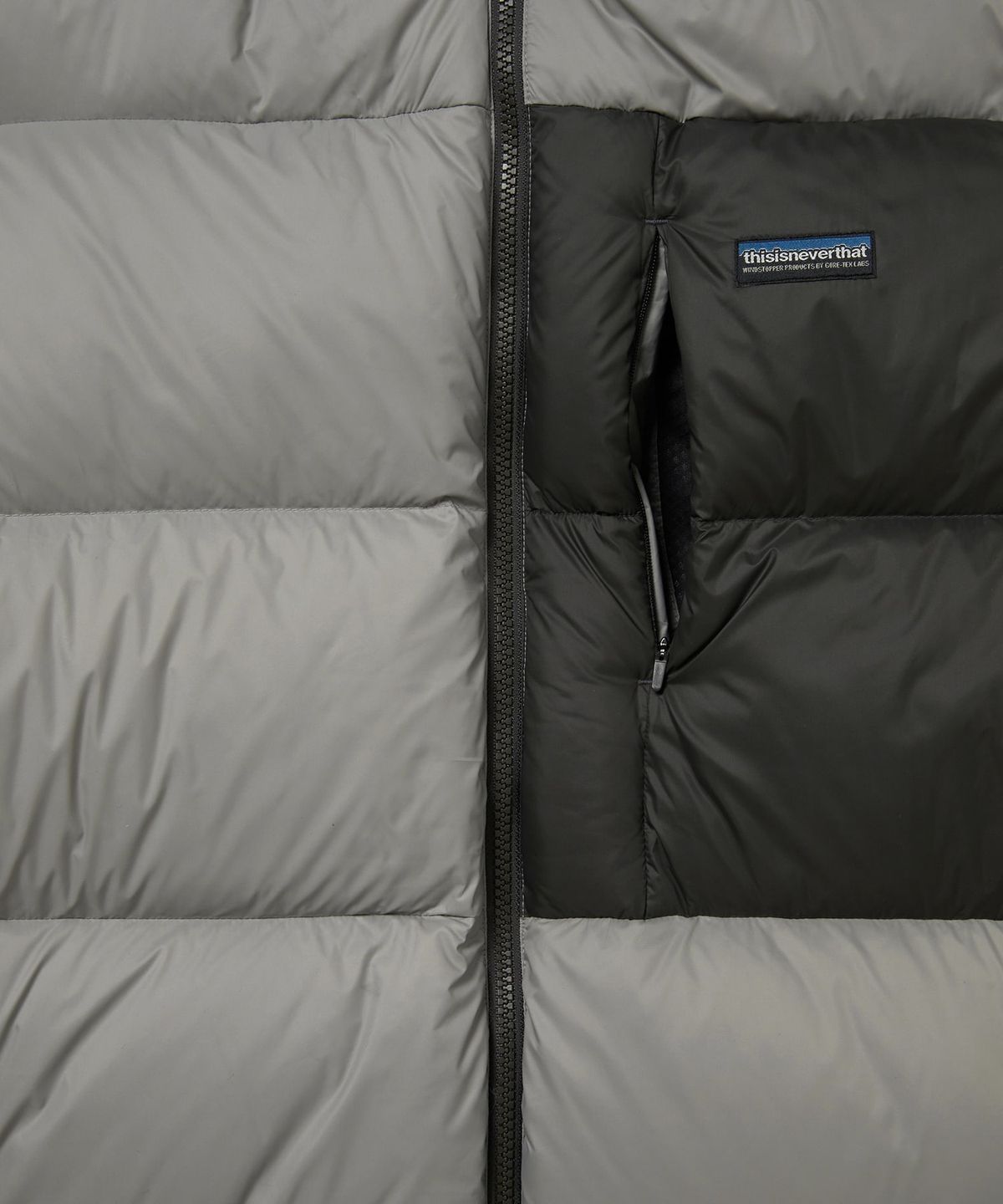 디스이즈네버댓(THISISNEVERTHAT) GORE-TEX WINDSTOPPER Puffer Down Jacket Warm Grey
